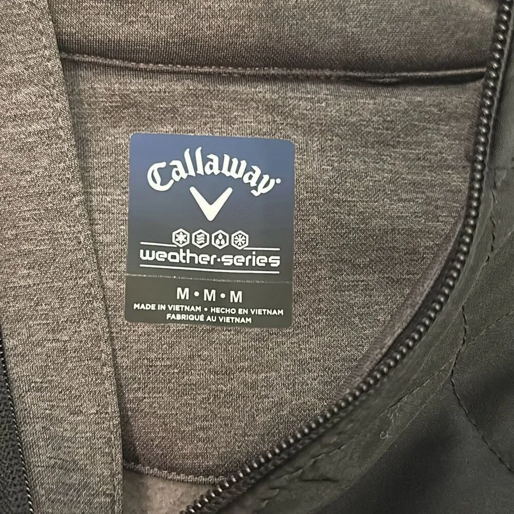 Callaway Jacket Mens Weather Series Black Gray Quilted Full Zip Softshell Medium